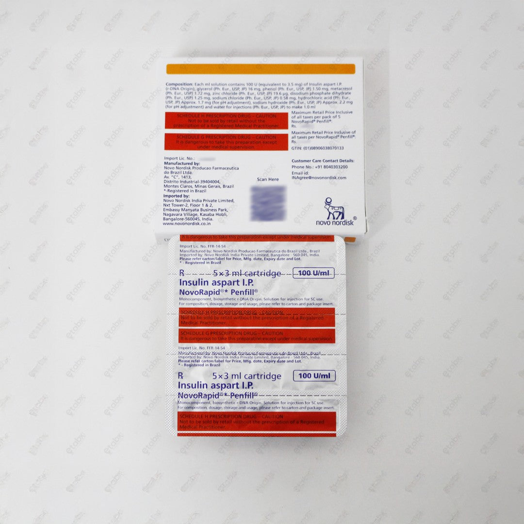 NovoRapid Penfill Insulin Cartridge 5x3ml