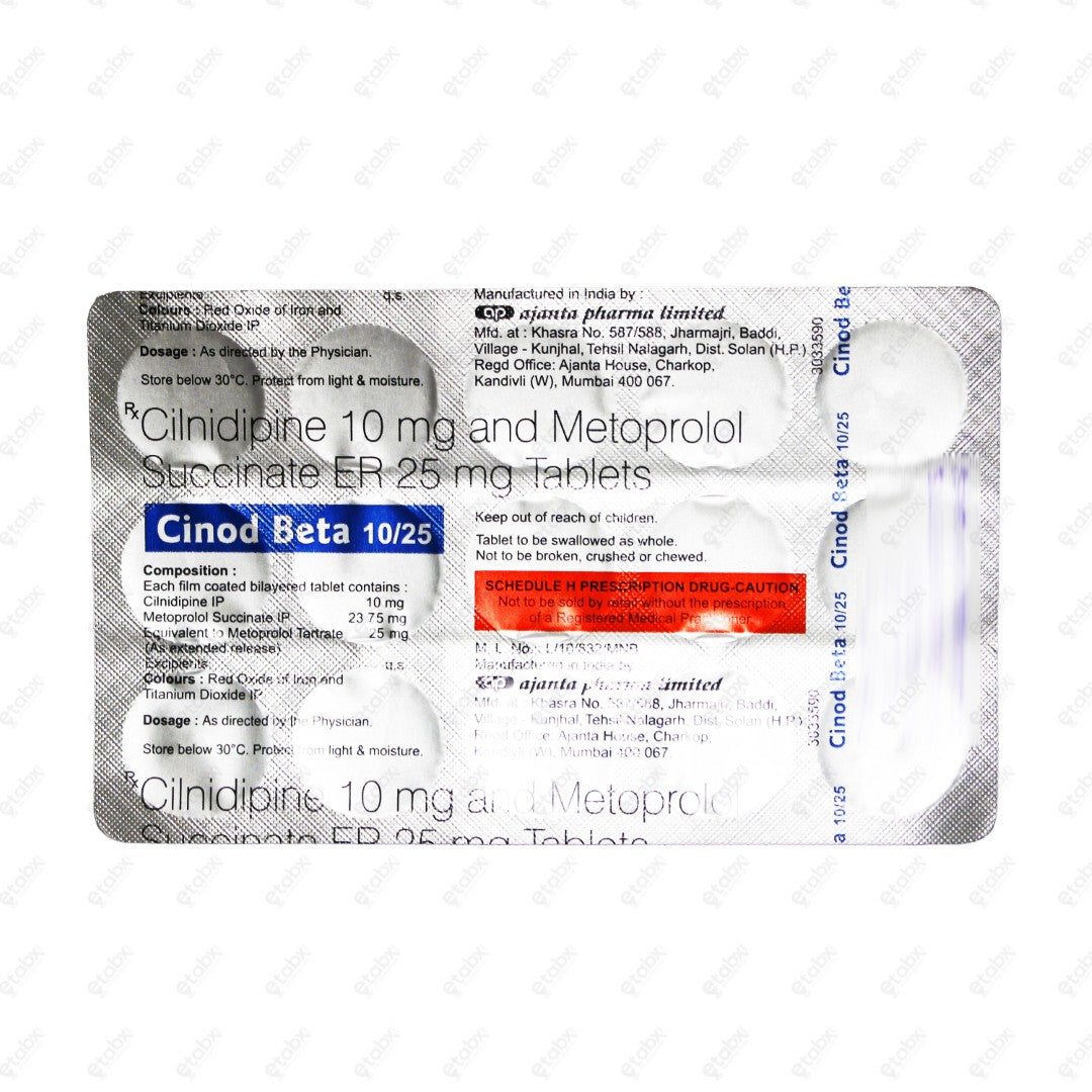 Cinod Beta 10/25mg Tablet 15's