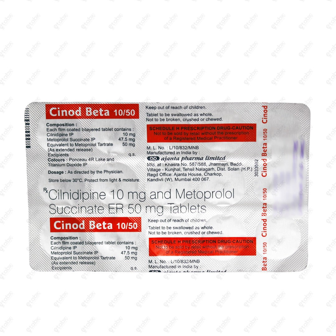 Cinod Beta 10/50mg Tablet 15's