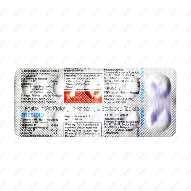 Presidio 75/60mg Tablets 10s