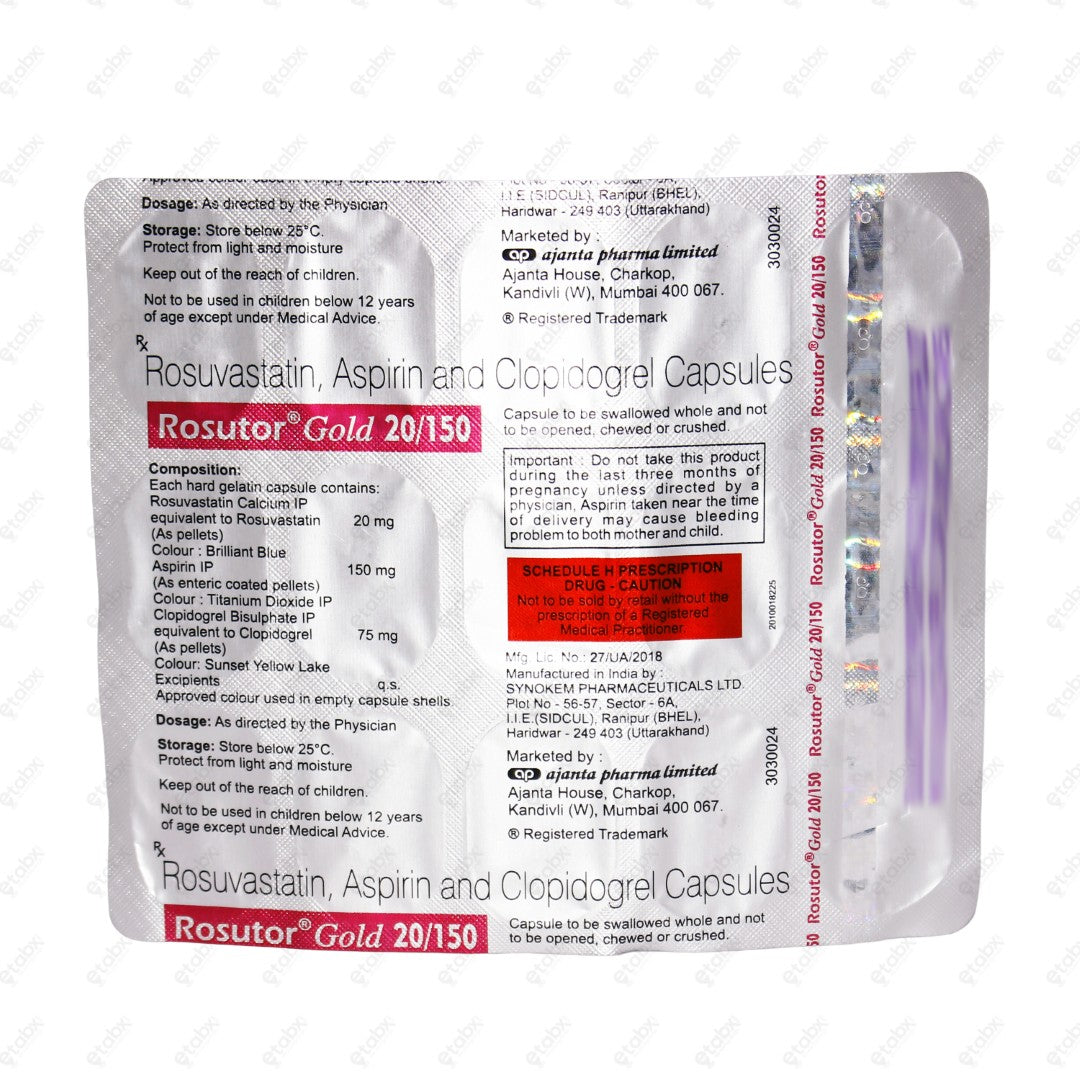 Rosutor Gold 20/150 15 Tablets