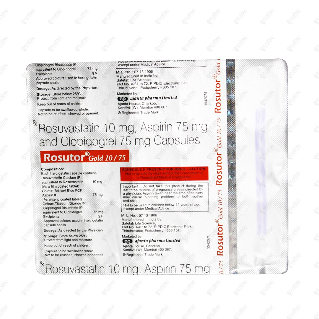 Rosutor Gold 10/75 mg 15 Tablets
