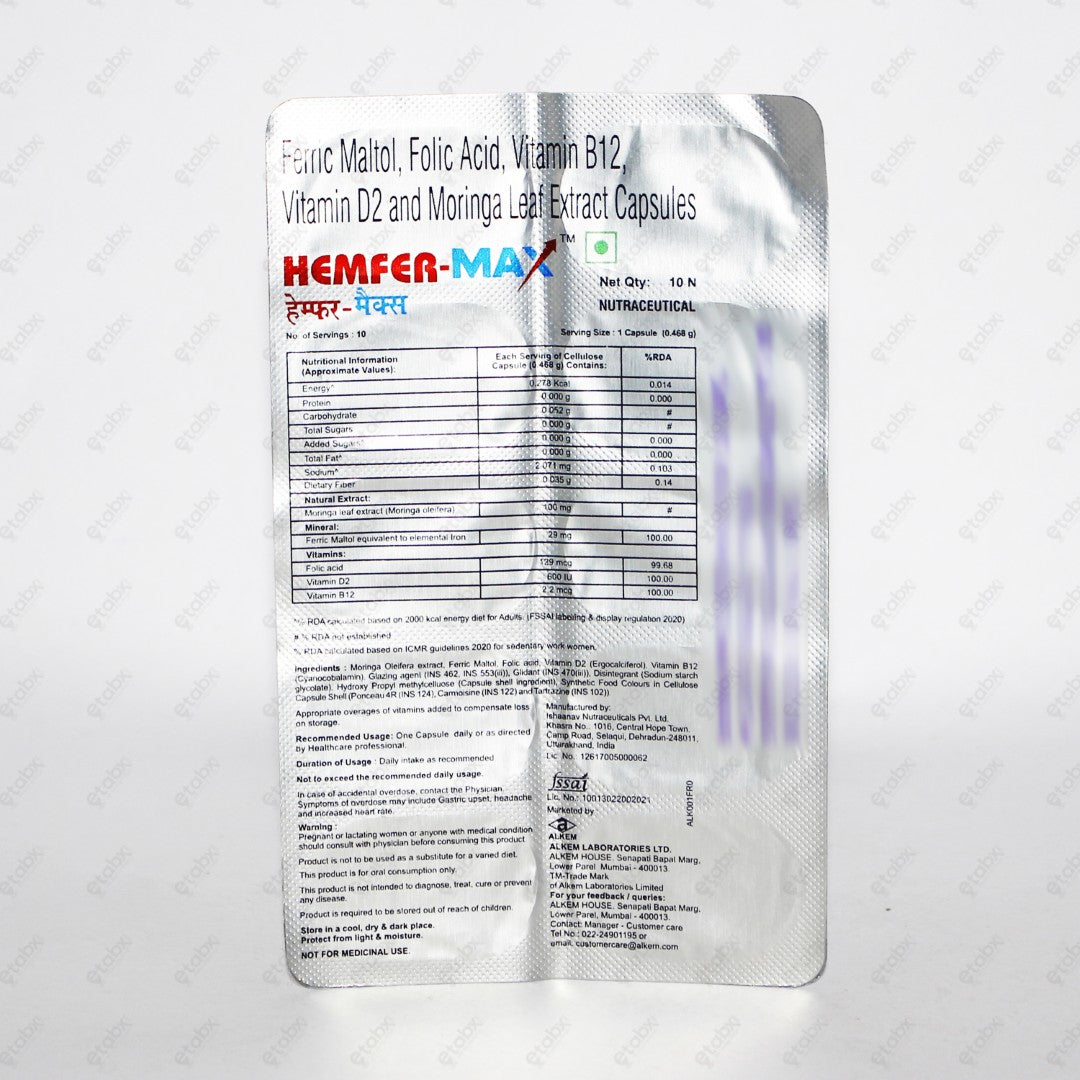 Hemfer Max 29mg Capsule 10's