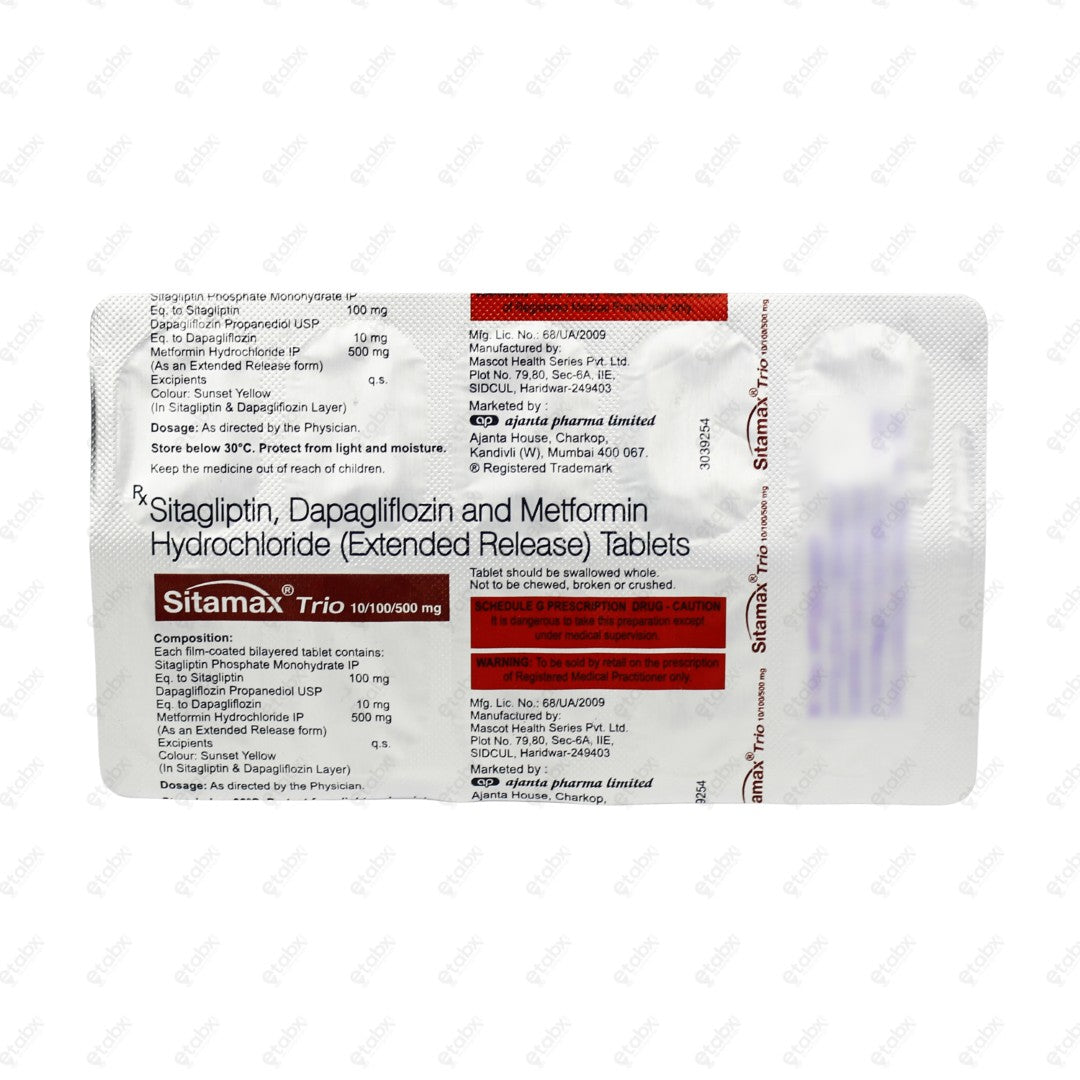 SITAMAX TRIO 10/100/500MG 10 Tablets