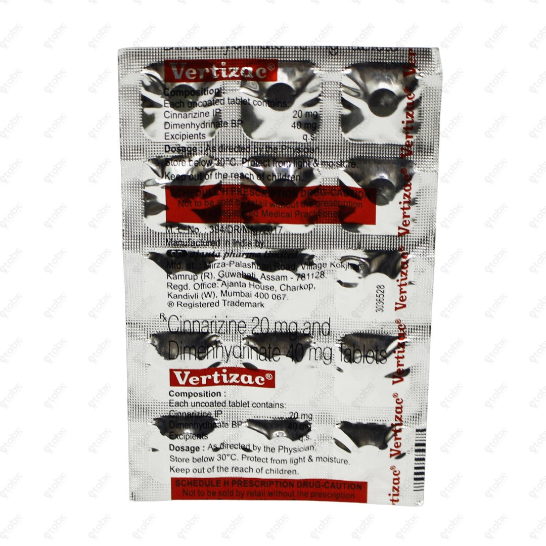 Vertizac 20/40mg Tablet 15's