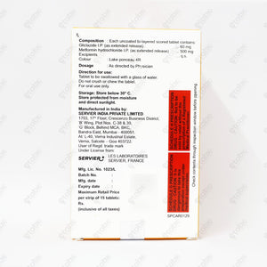 Diamicron XR Mex 60/500mg Tablet 15's